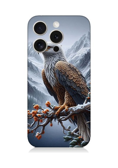 Apple Uyumlu iPhone 15 Pro Kartal Ve Dağlar Desenli Silikon Kılıf Silikon