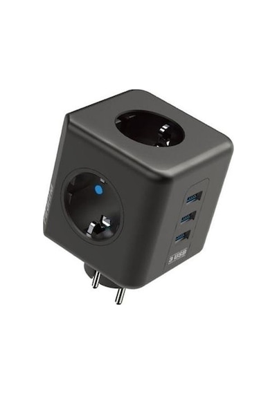 Isıya Dayanıklı Termal Akım Korumalı Ve Çocuk Korumalı 3 Priz Girişli 3 Usb Girişli Küp Priz