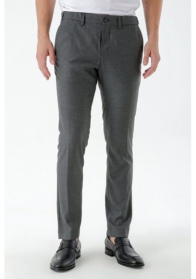 Morven Erkek Siyah Beard Desenli Slim Fit Classic Pantolon Siyah