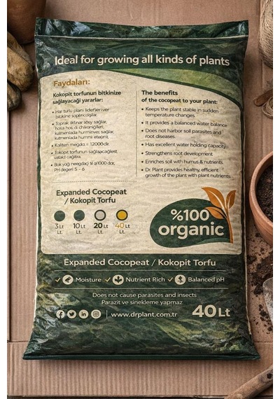 Omnipazar So-drtop5 Doğal Çiçek Bitki Toprağı Cocopeat Toprak 40 Litre 40 LT