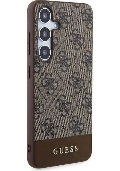 Galaxy S24 Plus Uyumlu Kılıf Guess Lisanslı Pu Deri Şerit Logo Dizaynlı Kapak Siyah