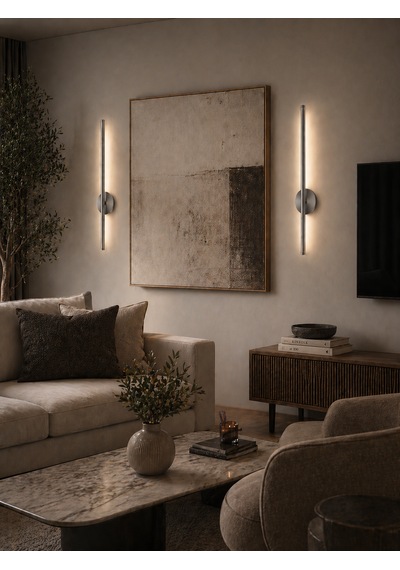 Flame Sarjlı Led Aplik 8w 3200k Gün Işığı 75cm Duvar Tipi /tablo Dekoratif Işık Krom