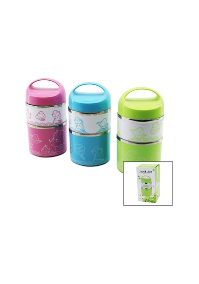 Yakut 11485 Sabit Kulplu Ve Resimli Renkli 2'li Sefer Tası Ve Saklama Kabı 930ml Diğer