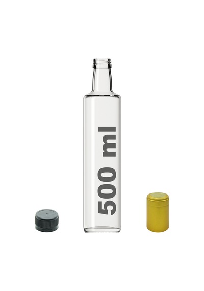 Afracam Dorika Şeffaf 500 ML Cam Şişe Kapak Kapüşon