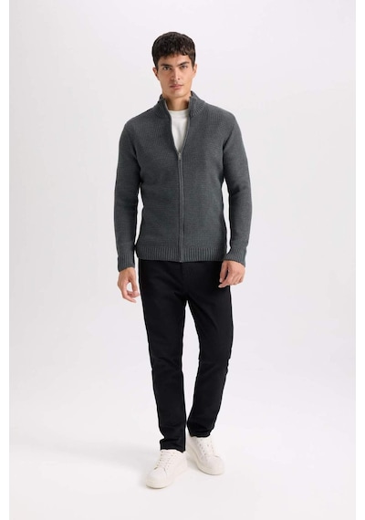 DeFacto Standart Fit Normal Kesim Yarım Balıkçı Yaka Fermuarlı Waffle Hırka R1195AZNSAR4