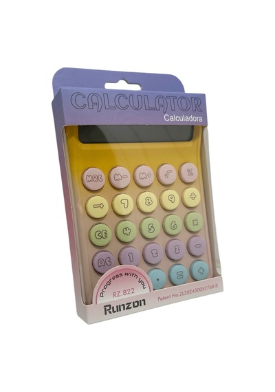 Runzon Renkli Hesap Makinesi Yuvarlak Uçlu 12 Hane Sarı Rz-822 Sarı