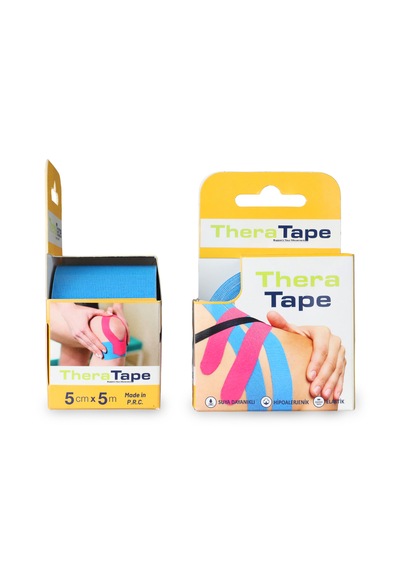 Thera Tape Kinesio Sporcu  Bandı Yüz & Vücut Uyumlu Kinezyo Bant Mavi 5 CM x 5 M
