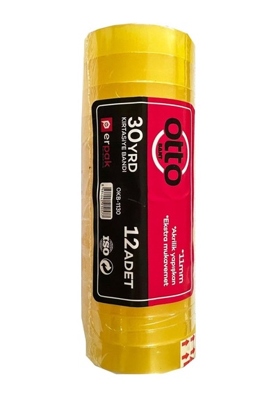 Otto Kırtasiye Para Bandı Aksrilik Yapışkan Selobant -30 Yrd -11 Mm. -şeffaf - 12 Adet Diğer