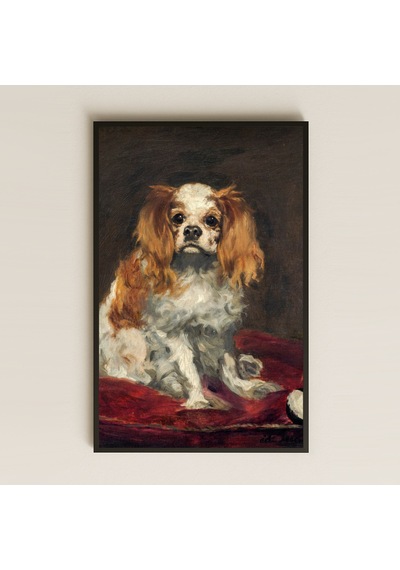 Manet King Charles Köpeği Pvc Tablo - Klasik Hayvan Portresi