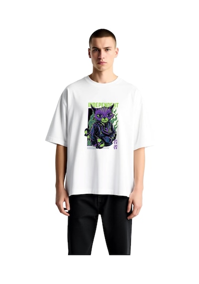 Paybuy Erkek Oversize Tişört Kaykay Kedi Baskılı Bağımsızlık Teması Raha Beyaz Paybuy Erkek Oversize Tişört Kaykay Kedi Baskılı Bağımsızlık Teması Raha Beyaz