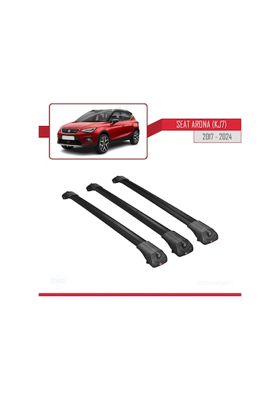 Seat Arona Kj7 2017 Ve Sonrası İle Uyumlu Ace-1 Ara Atkı Tavan Barı Siyah 3 Adet Bar