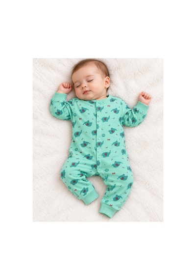 Genel Markalar Fil Desenli Bebek Tulum Yeşil - 927266290 Yeşil