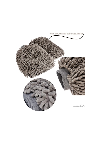 Ultra Yumuşak Mikrofiber Yıkama Eldiveni - Çift Yönlü Makarna Gri 1 Adet