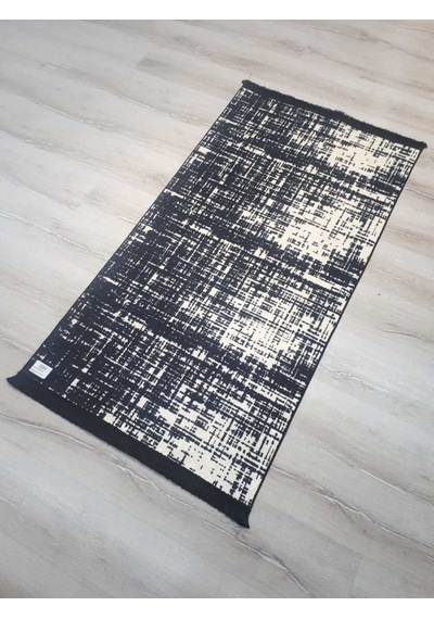 Evalife File Siyah Baskı Kilim 80X150 Cm