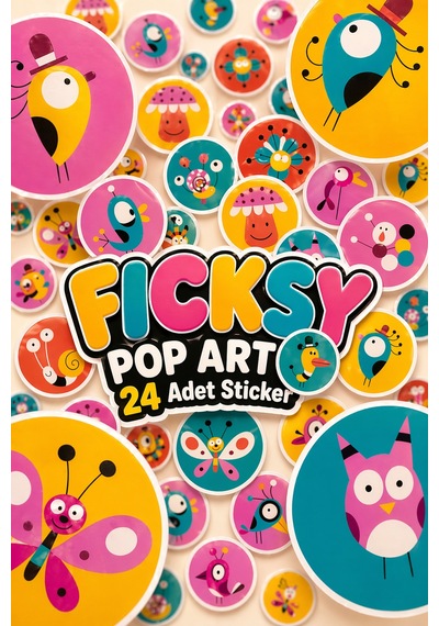 Sevimli Pop Art Stili Sticker Seti - 24 Adet Yuvarlak Etiket Çıkartma Diğer