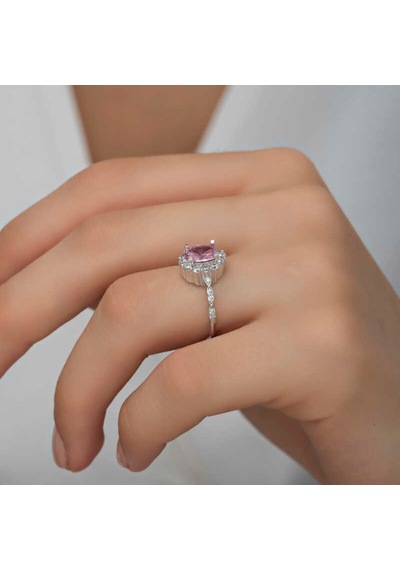 Gumush Gümüş Pembe Oval Taşlı Kadın Yüzük (551188132)