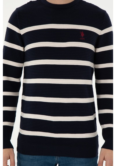 U.S. Polo Assn. Erkek Slim Fit Bisiklet Yaka Lacivert Kazak 50292850-VR033
