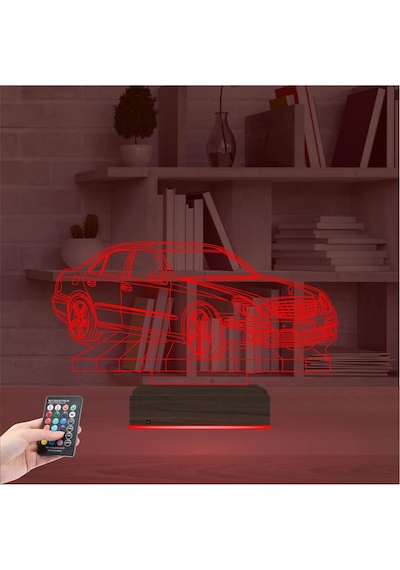 Luvivia Mercedes Araba C Seri Kişiye Özel 3d Lamba - Masa Gece Lambası Şeffaf