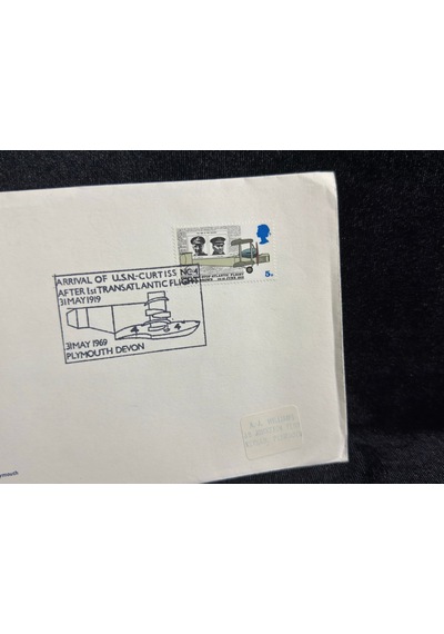 Raf İngiltere Kraliyet Deniz Hava Kuvvetleri Temalı İlk Gün Zarfı 1969 Fdc 50th Anniversary Of The Arrival At Plymouth Devon  Teşhir Ürün