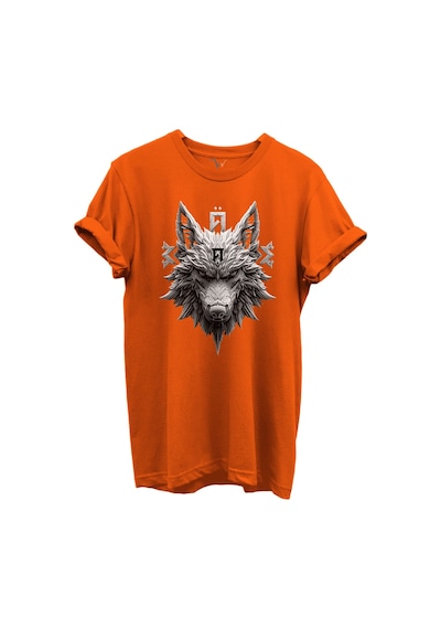 Kurt Ve Türk Özel Koleksiyon Serisi-5 Tasarım Baskılı %100 Pamuk T-shirt Turuncu