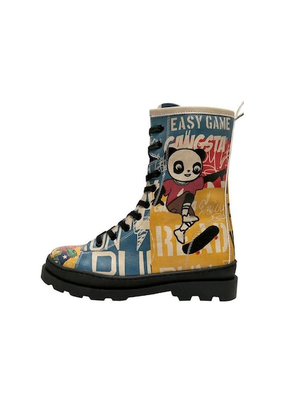 Kadın Vegan Deri Çok Renkli Fermuarlı Uzun Bot - Skaters Tasarım Multicolor
