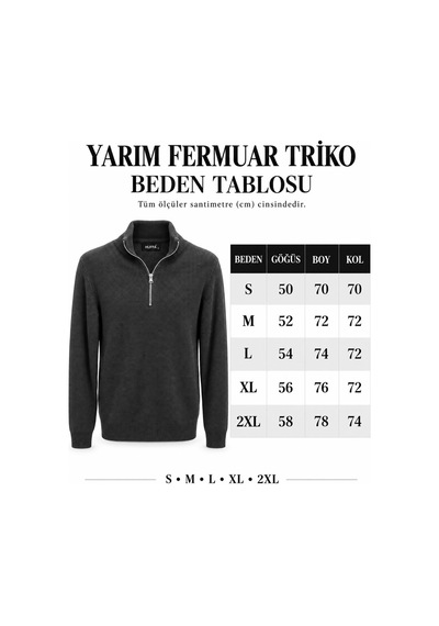Classics Men Huffa Erkek Dik Yaka Yarım Fermuar Triko Kazak 7781 Kahverengi