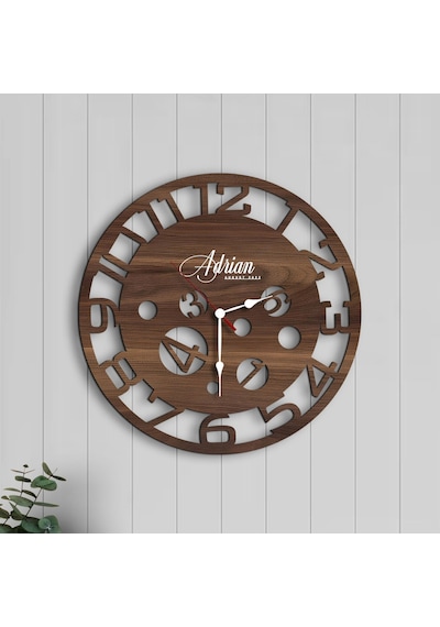 Bk Gift Kişiye Özel İsimli Dekoratif 45cm Ahşap Duvar Saati-4 , Ev Hediyesi , Arkadaşa Hediye , Sevgiliye Hediye Bitmeyen137052 Bk Gift Çok Renkli