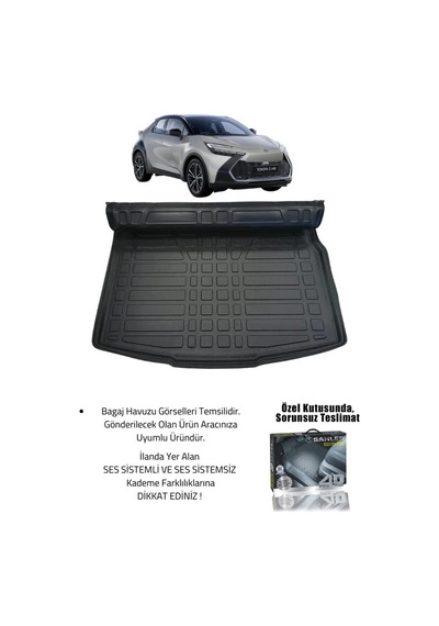 Sahler Toyota C-hr 2 2023+ Uyumlu 4.5d Premium Havuzlu Oto Paspas Ve Liner Marka 3d Ses Sistemsiz Ba