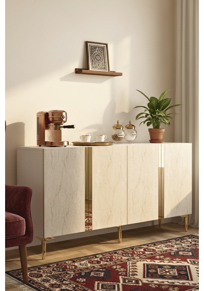 Ka1598btg Anka150 Konsol, Kahve Köşesi, Tv Sehpası Ve Dolap Beyaz - Traverten - Gold 150cm Ka1598btg Anka150 Konsol, Kahve Köşesi, Tv Sehpası Ve Dolap Beyaz - Traverten - Gold 150cm
