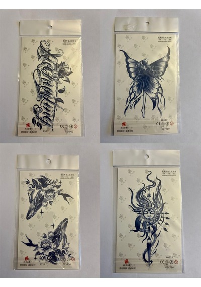 Kelebek Lotus 3 Hafta Kalıcı 4 Adet Birden Yapıştırma Geçici Dövme Yarı Kalıcı Dövmeler