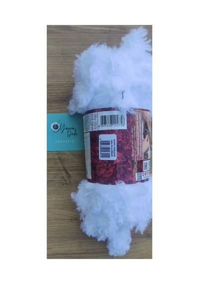 1 Adet Puffy Furlove 55 Elle Örülen Kalpli Yastık Bebek Battaniyesi Örgü Ipi Kürk Yapılı Puffy