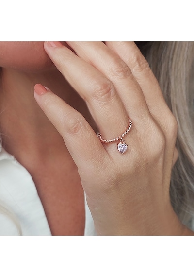 Vaoov 925 Ayar Gümüş Kalp Sallantılı Yüzük Rose