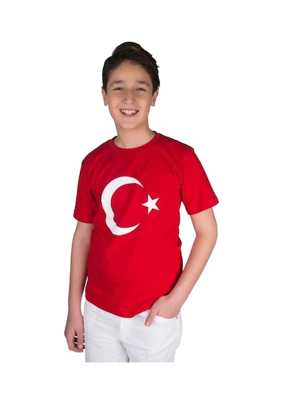 Raspberry Türk Bayrak Baskılı T-Shirt Kırmızı