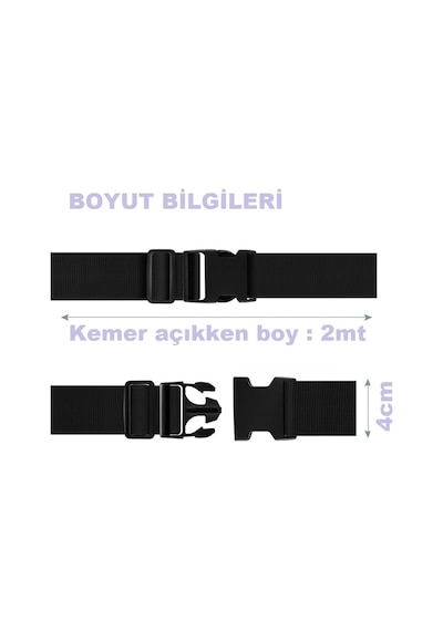 Tarix 2 Adet Siyah Valiz Kemeri + 1 Adet Kırmızı Valiz Etiketi Siyah
