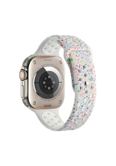 Apple Watch Uyumlu 7 45mm Kordon Yeni Seri 2023 Krd-02 Silikon Strap Kayış - Beyaz