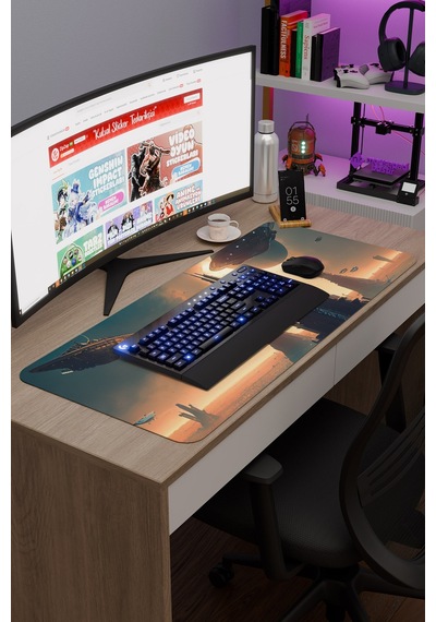 Yıldız Galaksi Kaymaz Dikişli Kauçuk Oyuncu Mousepad V1 - 90x40 Xxl Gaming Mouse Pad Fare Altlığı