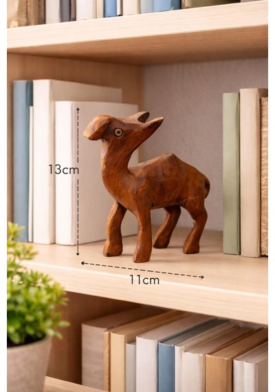 Ahşap Deve Biblo 13 Cm El Yapımı Doğal Ahşap Dekoratif Figür