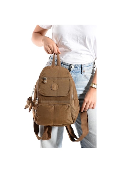 Baginn Kadın Sırt Çantası Kapaklı Model 30 25 Cm Hafif Klinkır Kumaş Spor Çantası Günlük Bayan Çantası Taba
