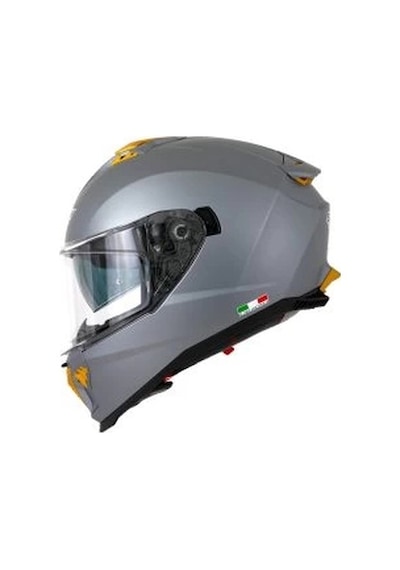 Sway Sw 865 Solid Motosiklet Kaskı Gri - Sarı