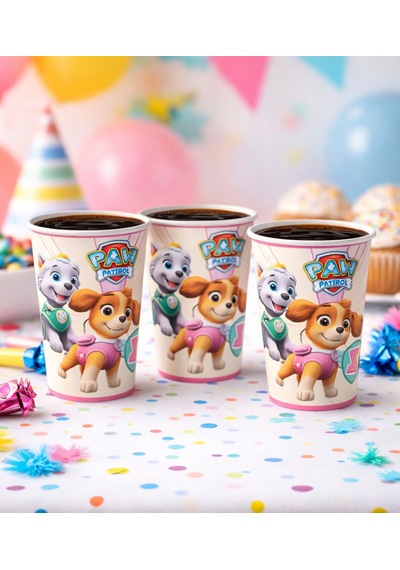 Paw Patrol Skye Ve Everest Temalı 8-9 Oz Karton Parti Bardağı - Doğum Günü Malzemeleri 50 Adet Diğer