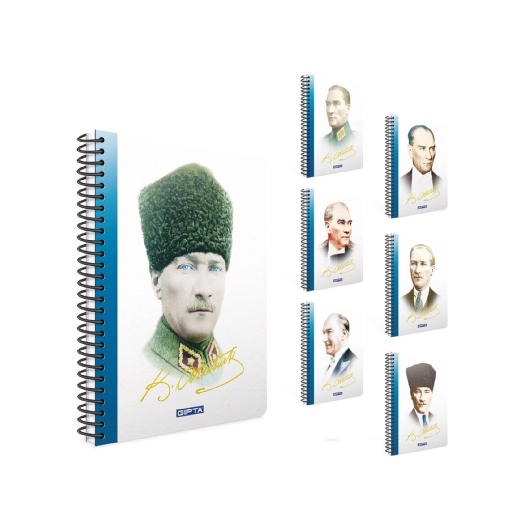 Sert Kapak Spiralli Atatürk 100 Yaprak Kareli Defter