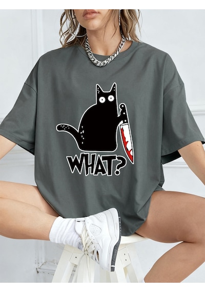 Noıssey Urban Pop Graphic Kadın Tişört Koleksiyonukod 5602 Füme