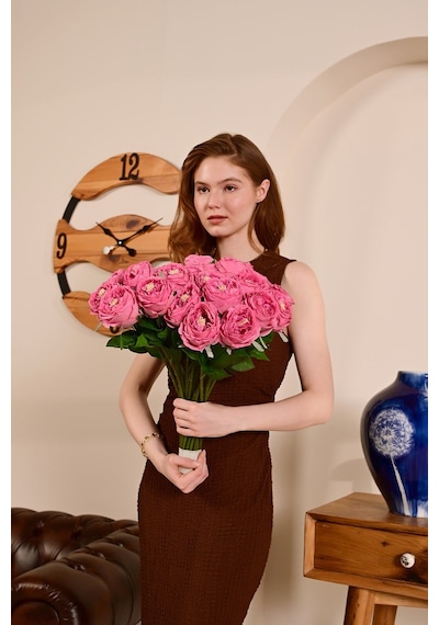 Pembe Yapay Lüx Şakayık Tek Dal Premium Canlı Islak Gerçek Dokulu 45 Cm