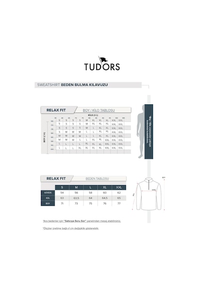Tudors Erkek Relax Fit Rahat Kesim %100 Pamuk Yarım Fermuarlı Polo Yaka İnterlok Antrasit Sweatshirt-42172 Antrasit
