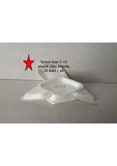 Tartım Kabı 5 Ml, Plastik Elips Formda - 10 Adet / Pk