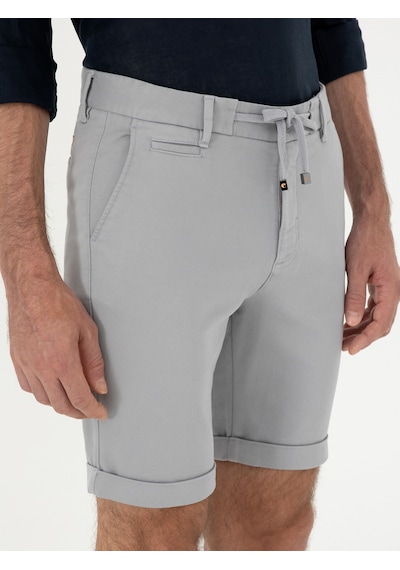 Cacharel Gri Regular Fit Beli Bağcıklı Şort