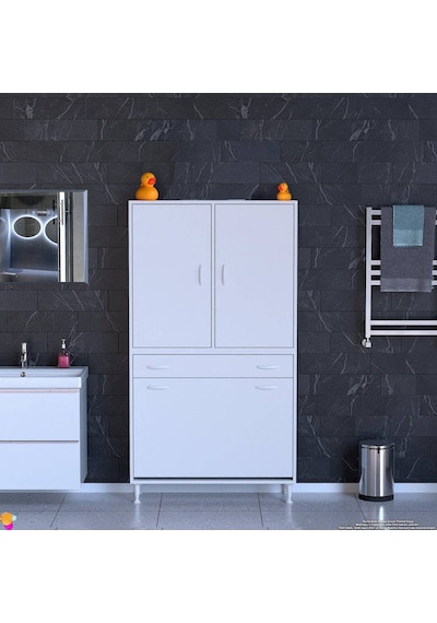 Eliusta Pine 90 Cm Genişlikte Dolap 90x171x32,5 Cm Banyo/mutfak Dolabı İki Kapaklı Sepetli Dolap Beyaz Eliusta Pine 90 Cm Genişlikte Dolap 90x171x32,5 Cm Banyo/mutfak Dolabı İki Kapaklı Sepetli Dolap Beyaz