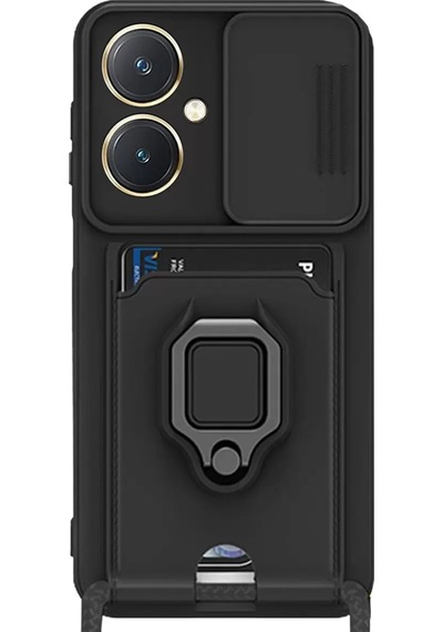 Newface Vivo Y27 Kılıf Zuma Kartvizitli Yüzüklü Silikon - Siyah