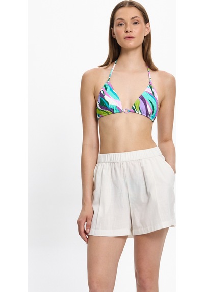 Toosalty Kadın Beyaz Kısa %100 Cotton Cepli Plaj Şortu 25pl12st Beyaz