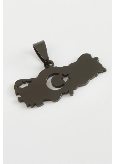 Flzdgnkr Ay Yıldız Çelik Kolye Ucu 3,5 CM-siyah Çok renkli